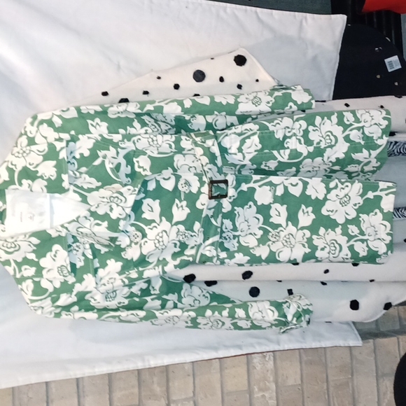 Green and cream merona trench coat - Picture 1 of 7